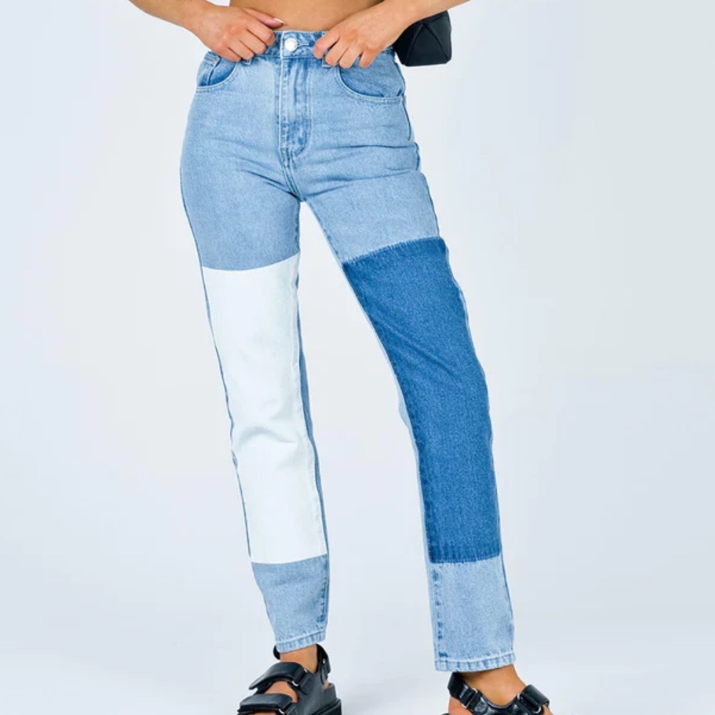New Princess Polly Cofield Mom Jean Patch Denim Size 0